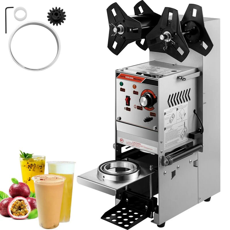 VEVOR 90mm / 95mm Diameter Semi-Automatic Bubble Tea Cup Sealer Stainless Cup Sealing Machine for Commercial Coffee Cocoa Drinks