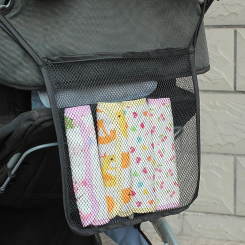 Sac de rangement en maille suspendue pour poussette de bébé, sac de rangement peu encombrant, pochette organisateur de jouets