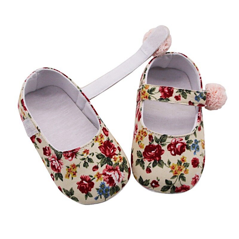 حذاء بناتي بنعل ناعم مسامي بطباعة الأزهار ، غير قابل للانزلاق ، حذاء مشي غير رسمي للأطفال الصغار ، الخطوات الأولى من 0 إلى 18 شهرًا