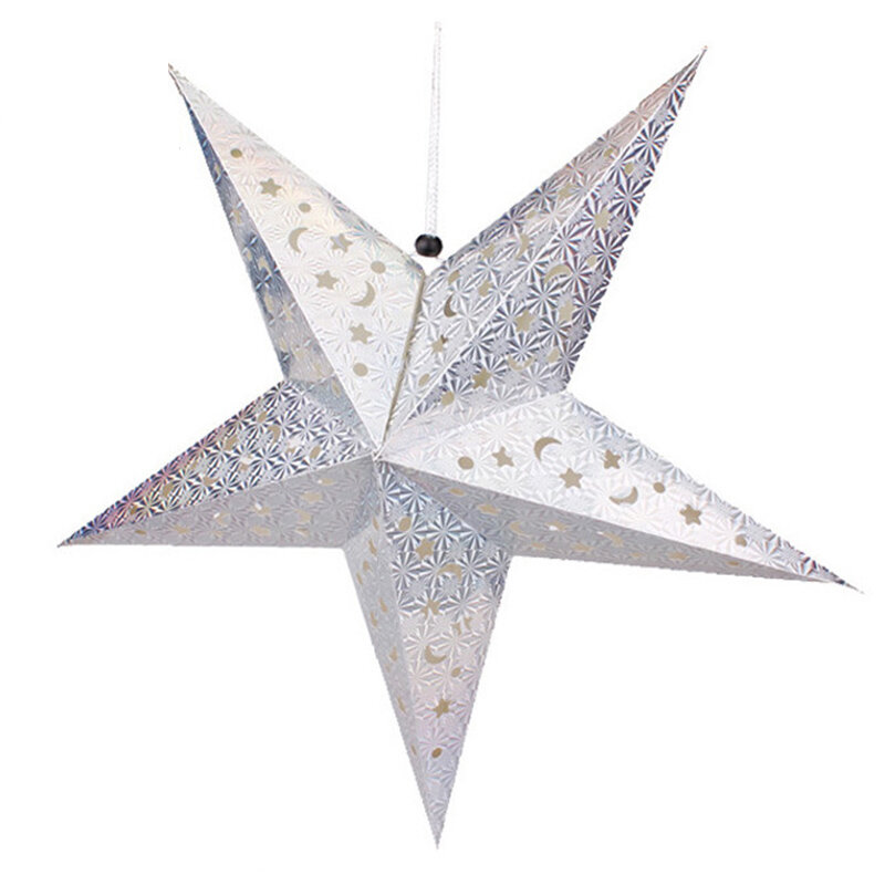 1PC Christmas Tree Decorations Pentagram Star Ornament Xmas Party Hanging Decor Lamp Shade Xmas Tree 4 Color Star decorazione
