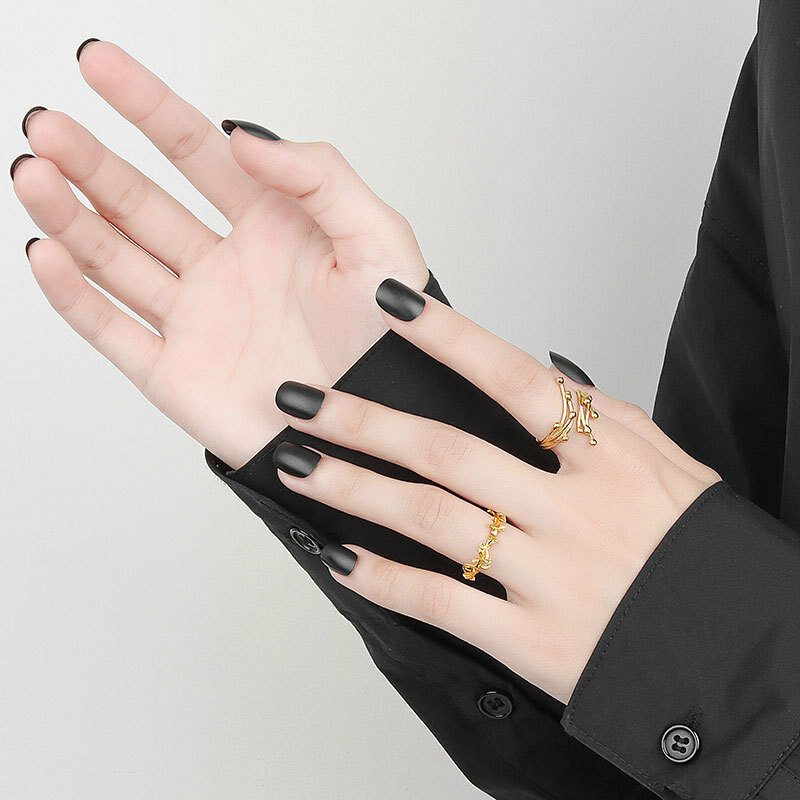 QMCOCO-Anillo de estilo coreano INS para mujer, anillo ajustable abierto de Color plateado con textura Irregular, diseño de lujo ligero y Simple