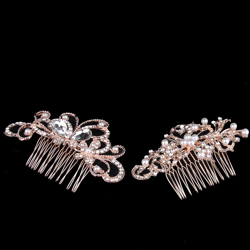 MOLANS Women Luxury Alloy Pearl Hair Combs For Hairpin Headdress Prom Bridal Wedding Crown Elegant Hair Accessories Headwear