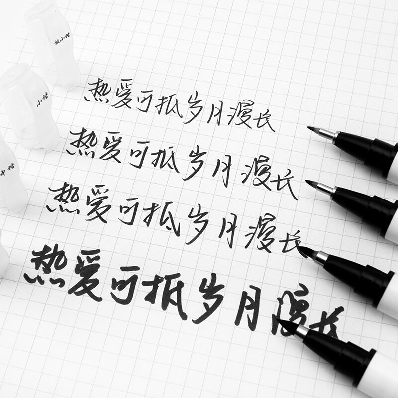 Nuevo 4 Uds conjunto Japón cepillo suave de caligrafía pluma firma chino palabras aprendiendo marcadores a prueba de agua pluma para estudiante de arte suministros