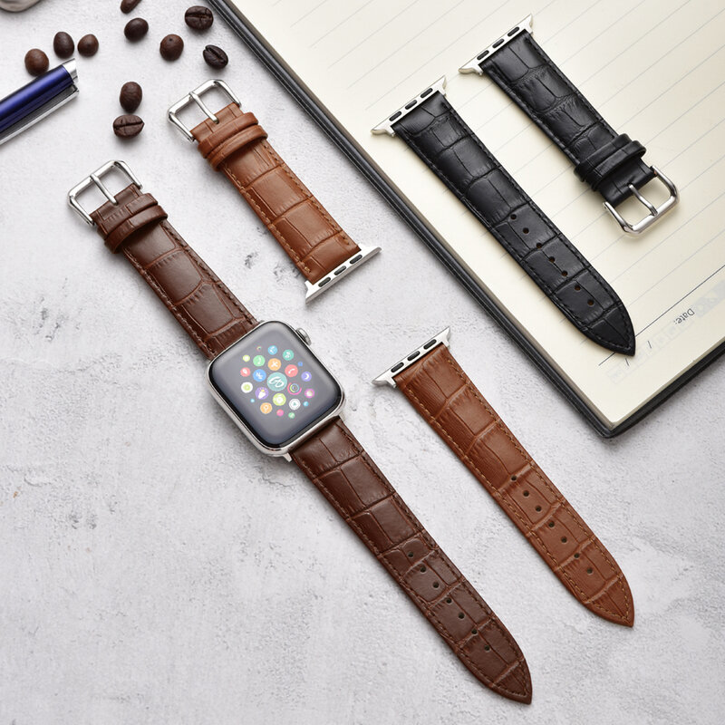 Lederen Loop Strap Voor Apple Watch Band 44Mm 38Mm 42Mm 40Mm Man Horlogeband Armband Voor Iwatch 41mm 45Mm Serie 7 6 Se 5 4 3 2