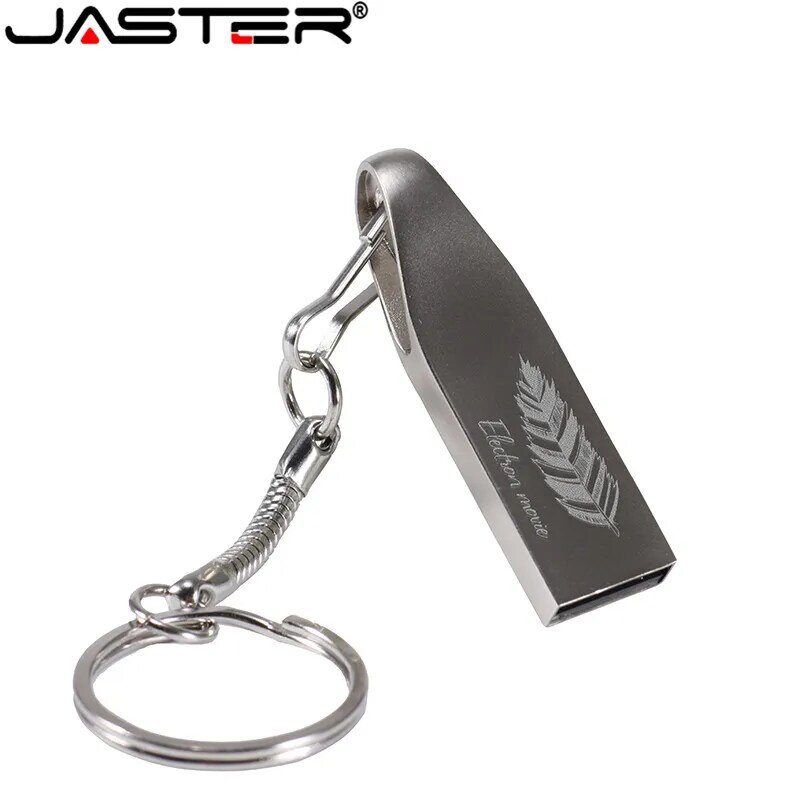 JASTER-unidad flash USB con logotipo personalizado de metal, llavero gratis de 2,0 GB, 64GB, 32GB, 16GB, 8GB y 4GB, 128