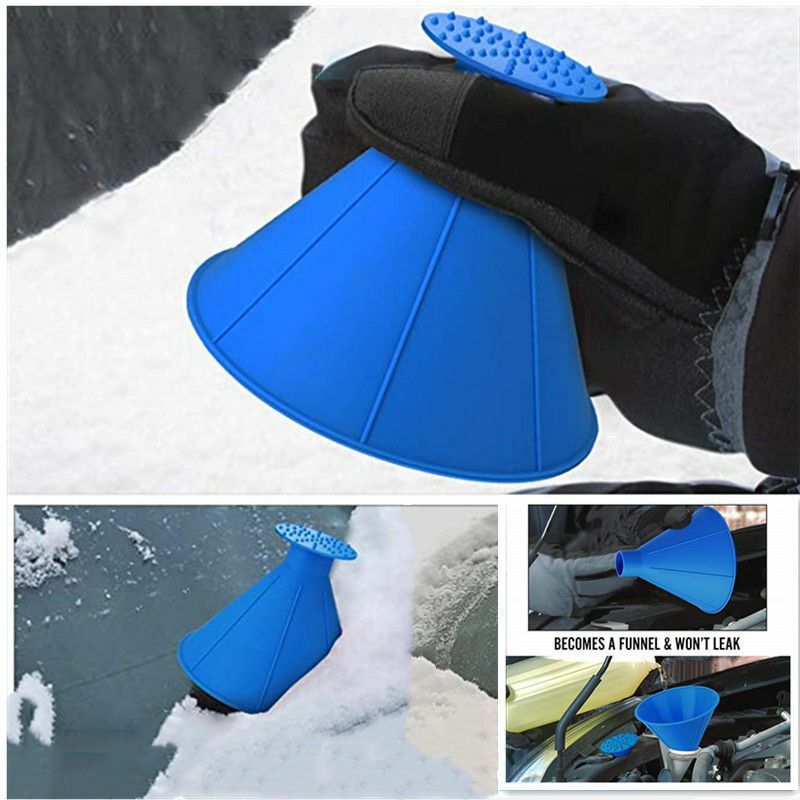 Grattoir à glace en forme d'entonnoir pour pare-brise de voiture, dégivreur, cône, outil pour gratter un rond