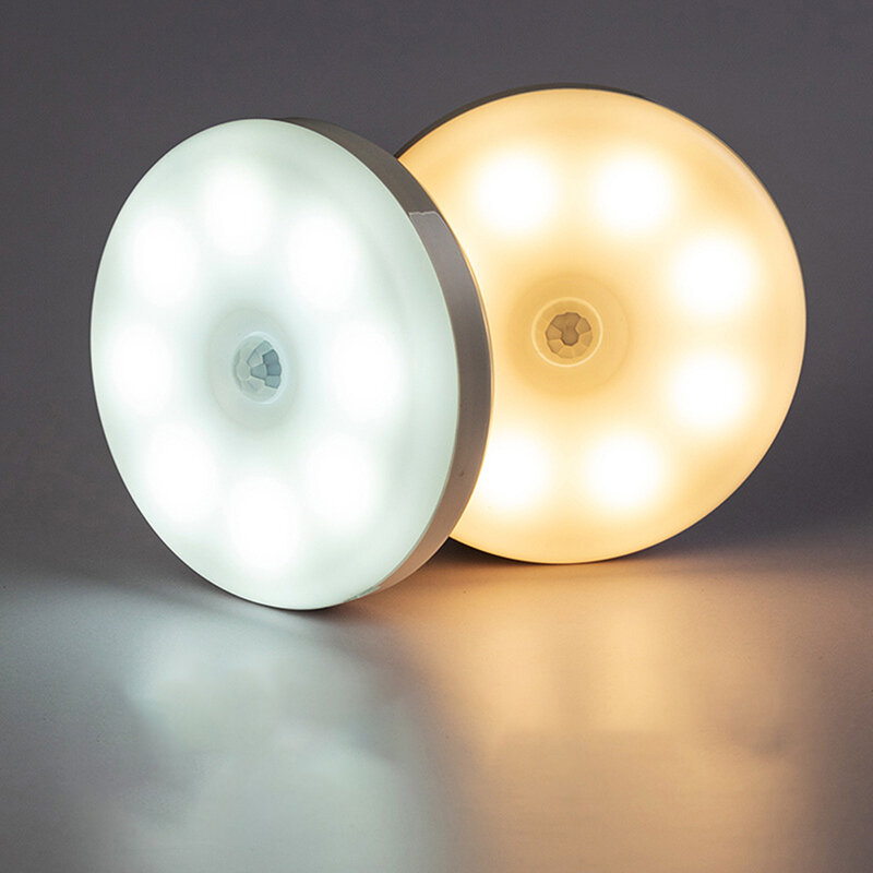 Luz LED nocturna con Sensor de movimiento, lámpara de inducción corporal inalámbrica con ahorro de energía, de pared, carga USB, iluminación de pasillo de dormitorio
