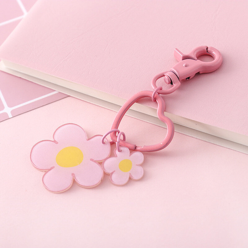 귀여운 핑크 소녀 심장 사랑 키 체인 자동차 만화 활 열쇠 고리 가방 펜던트 장식 액세서리 선물