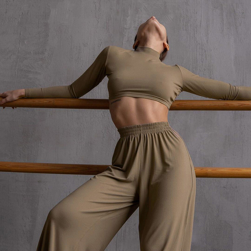 Setelan Olahraga Rumah Kasual Wanita 202 Mode Temperamen Komuter Celana Lebar Kaki Setelan Lengan Panjang Kebugaran Yoga