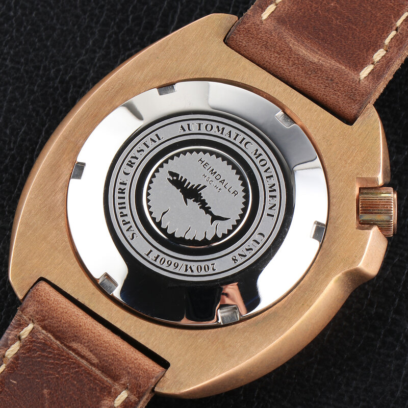 Zegarek męski 45mm szafirowe szkło kryształowe CUSN8 skrzynia z brązu żółw japonia NH35 mechanizm automatyczny świetlista skóra pasek