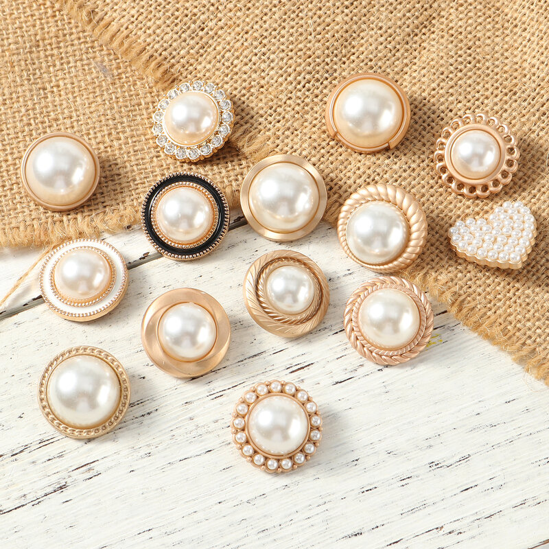 5pcs bottoni con gambo di perle di moda accessori per abbigliamento in metallo accessori per bottoni misura cucito Scrapbooking indumento decorazione fai da te