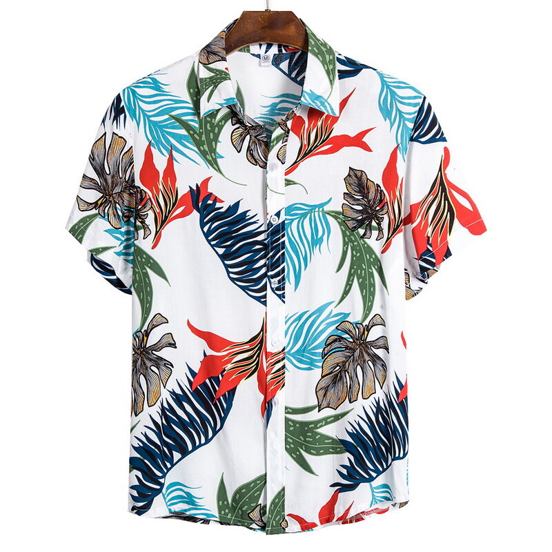 Chemise hawaïenne pour hommes, nouvelle collection, décontractée, imprimé sauvage, à boutons, manches courtes, 2021