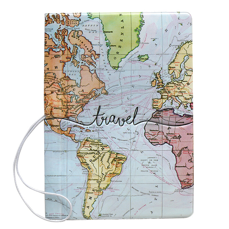 Capa de passaporte de viagem criativa de couro do plutônio das mulheres dos homens mapa do mundo titular do passaporte acessórios de viagem portátil capa de passaporte