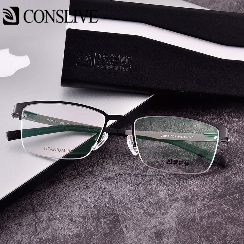 Mannen Prescription Bril Progressieve Titanium Lente Scharnier Multifocale Brillen Voor Man Bijziendheid Meekleurende Bril V6909