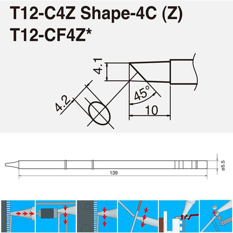 T12-C4Z أدوات إلكترونية لحام الحديد نصائح 220 فولت 70 واط ل T12 FX951 سبيكة لحام مقبض لحام محطة لحام أدوات