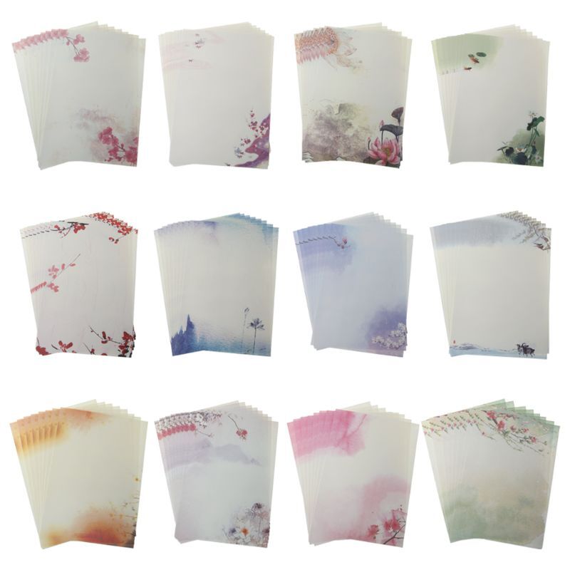 16 unidades/pacote bonito estilo chinês carta pintura a tinta papel escrita estudantes papelaria ferramentas de escritório