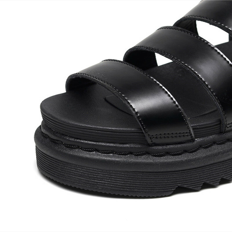 YISHEN-Sandalias de plataforma plana para mujer, zapatos informales de cuero suave con punta abierta, cuñas de fondo grueso, 2021