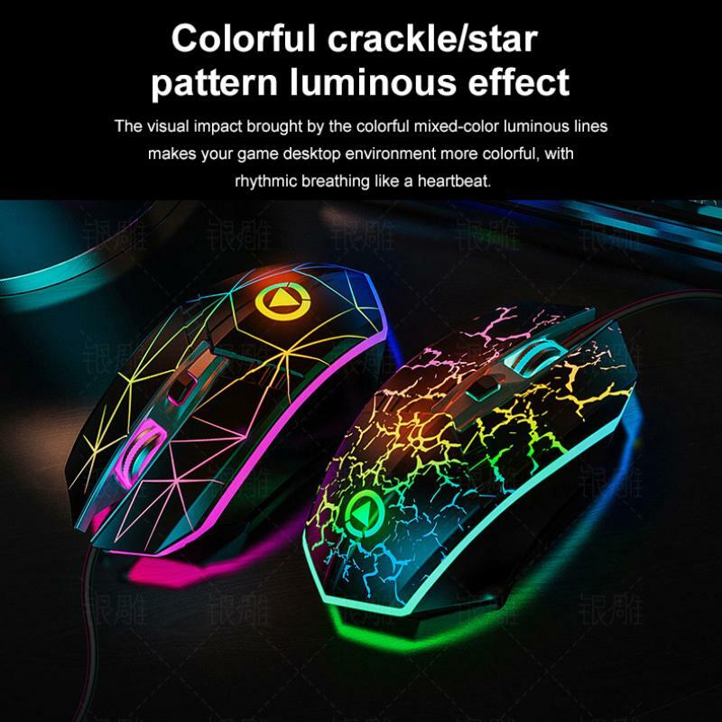 1pcs Wired Gaming Mouse Metal Wheel 4 Button Luminous Mouse USB Portable Fashionable Office Gaming Use Computer Accessories