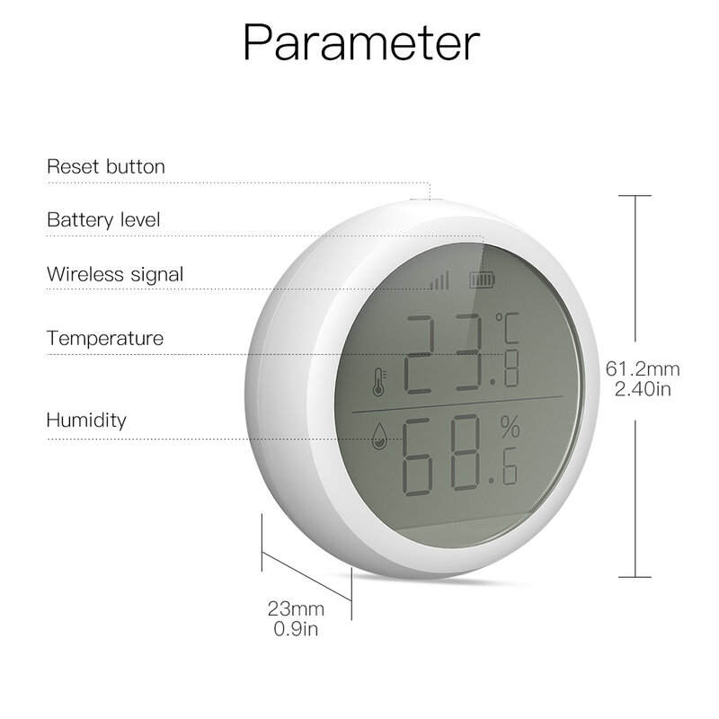 Tuya Smart ZigBee Smart Temperature And Humidity Sensor With LCD Display Battery Powered With Smart Life App Alexa Google Home