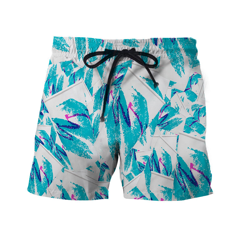 3D printed beach quick-drying shorts popular for men and women in the summer of the 90s