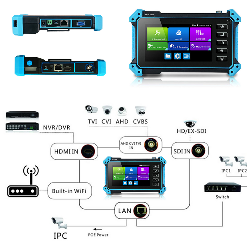 5.4 ''CCTV Tester Mini Monitor per fotocamera IPC Tester CCTV Touch Monitor 4K POE Tester Monitor hdmi VGA IP Camera Tester