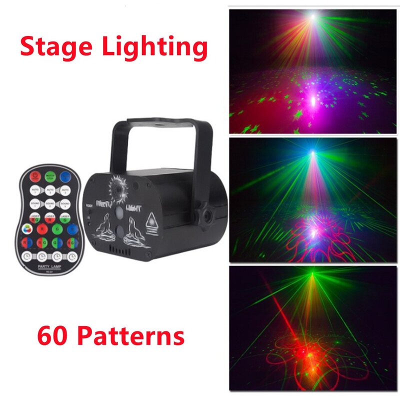 Proyector de iluminación de escenario con 60 patrones, lámpara LED RGB recargable por USB para fiestas, discotecas, bodas, cumpleaños, DJ, accesorios de música