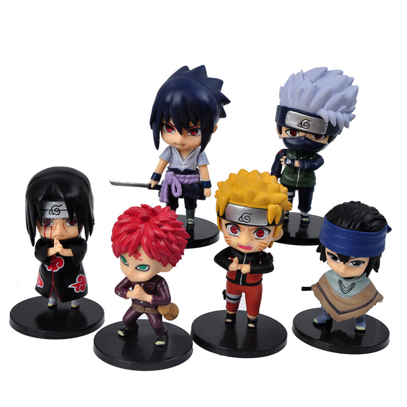Figuras de acción de Uzumaki, Naruto, Uchiha Sasuke, Hatake, Kakashi, Uchiha, Itachi, Gaara, 6 unids/set/juego de 10 Cm, modelo de PVC, juguetes para niños, regalos