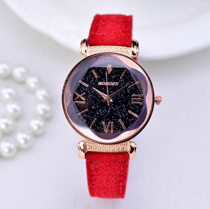 2021 vendas quentes moda gogoey marca céu estrelado relógios de couro das senhoras vestido casual quartzo relógio pulso reloj mujer go4417