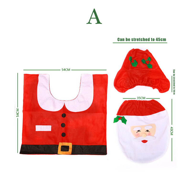 3 قطعة عيد الميلاد غطاء مقعد المرحاض الحمام حصيرة عيد الميلاد ديكور سانتا كلوز الحمام مرحاض سانتا غطاء مقعد البساط ديكور المنزل 2020