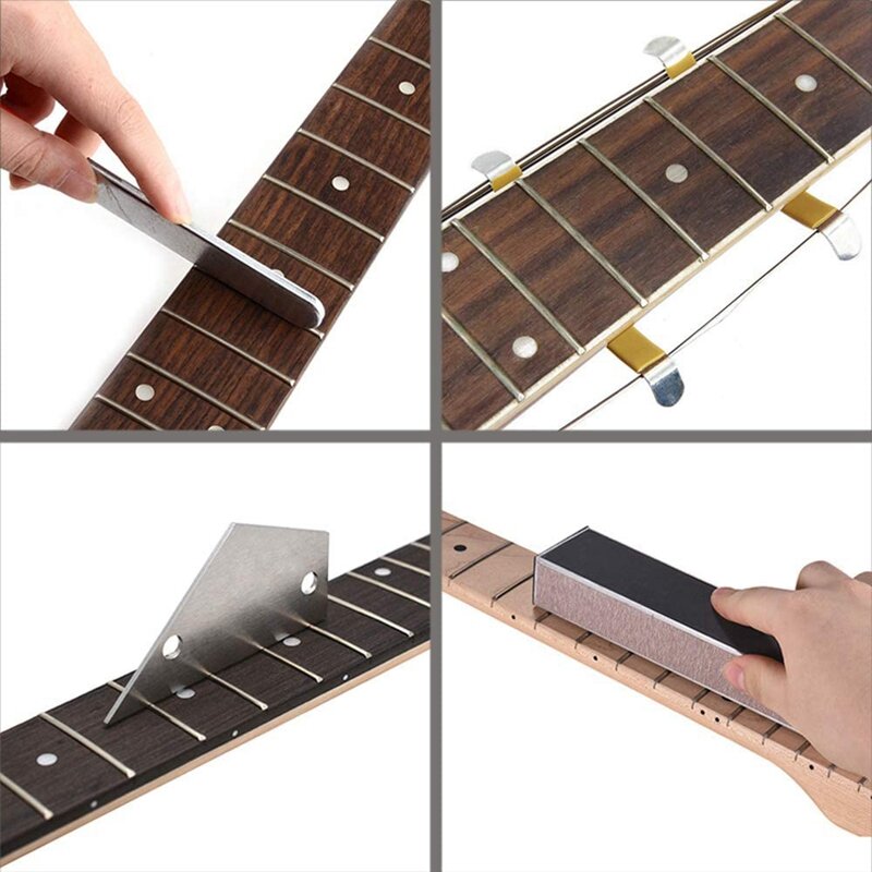 Guitar Fingerboard Luthier Tool,Guitar Fret Crowning File, Fret Leveling Beam Sanding Leveler Beam and String Spreaders