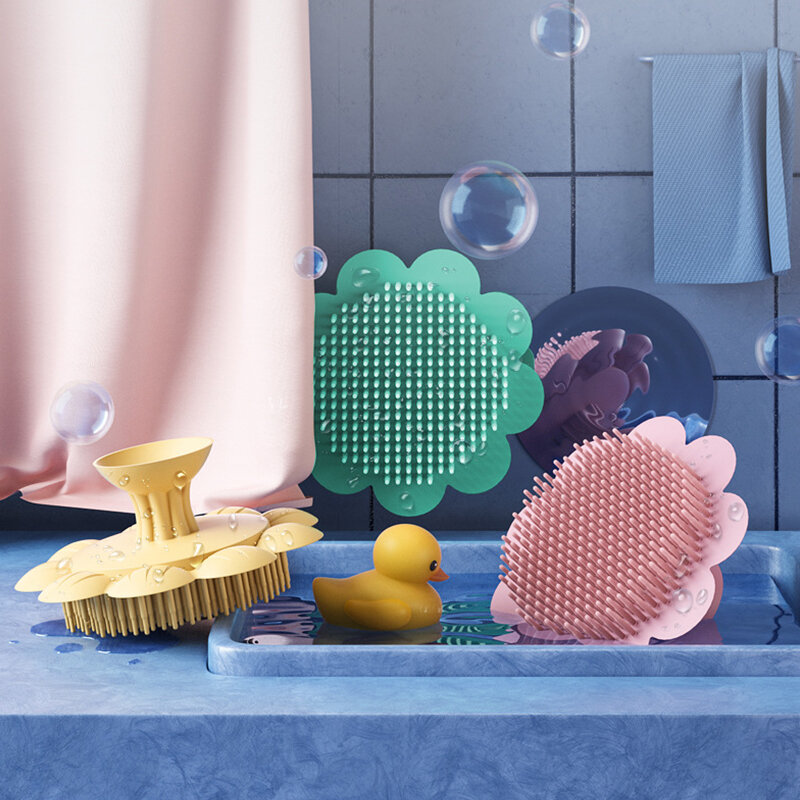 Spazzola per Shampoo in Silicone per bambini Scrubber bagno per neonati pulire i bambini fare il bagno massaggio morbido lavaggio per bambini strumento per la cura dei capelli preparazione del bagno
