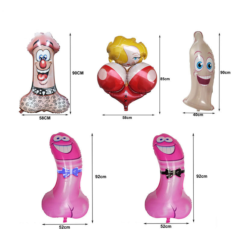 Balões de alumínio para despedida de solteira, balões infláveis de braços pênis para festa de despedida de solteira ou festa de adultos