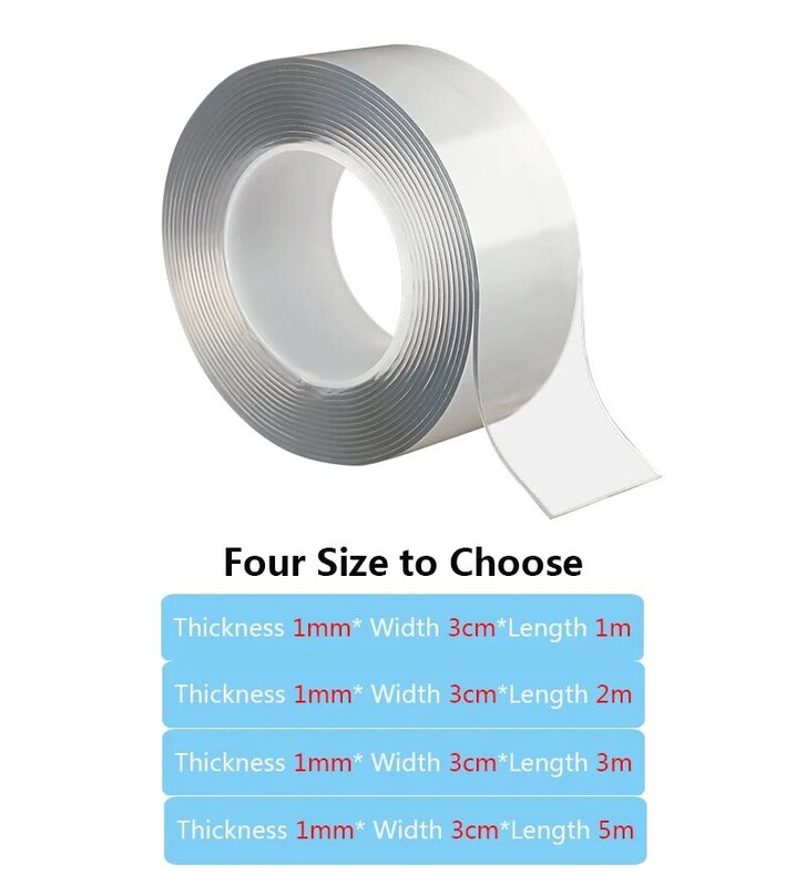 1/2/3/5 メートル多機能ナノテープ透明両面テープ新再利用可能な強力なゲルステッカー防水マジック粘着テープ