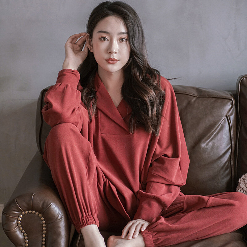 Winter Pajamas for Women Long Sleeve Trousers Sleepwear Solid Velvet Fabric Lounge Wear 2pcs Set Pijama Mujer Sexy Home Clothes