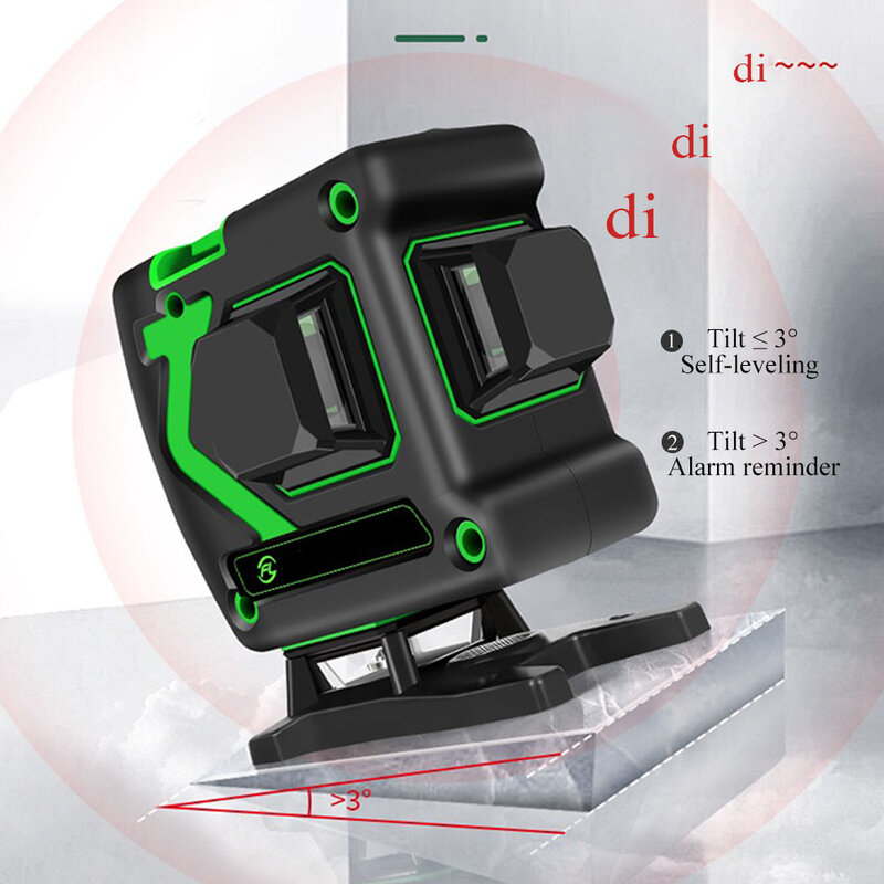 Grt laser nível 12 linhas 3d auto-nivelamento 360 laser verde nível horizontal & vertical ferramenta de nivelamento a laser verde nivel burbuja