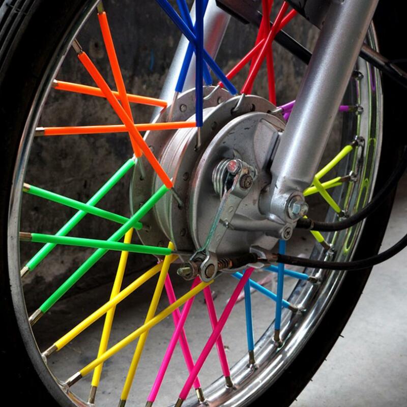 오토바이 액세서리 72 Pcs 유니버설 스포크 스킨 커버 17 cm/6.7 "먼지 자전거 바퀴 스포크 장식 보호 커버