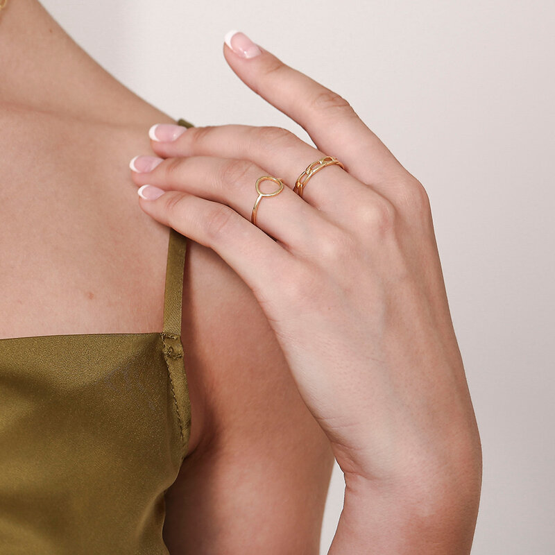 BELAWANG 100% 925 srebro Pave Link pierścień prosty styl łańcuch pierścień z 18k pozłacany pierścionek dla kobiet Party urodziny prezent