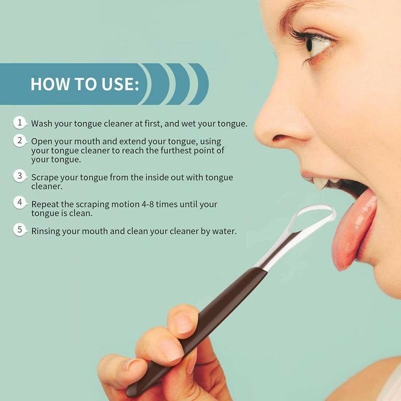 1 Buah Pengeruk Lidah Baja Pembersih Mulut Sikat Dapat Digunakan Kembali Pembuat Nafas Segar Pengikis Lidah
