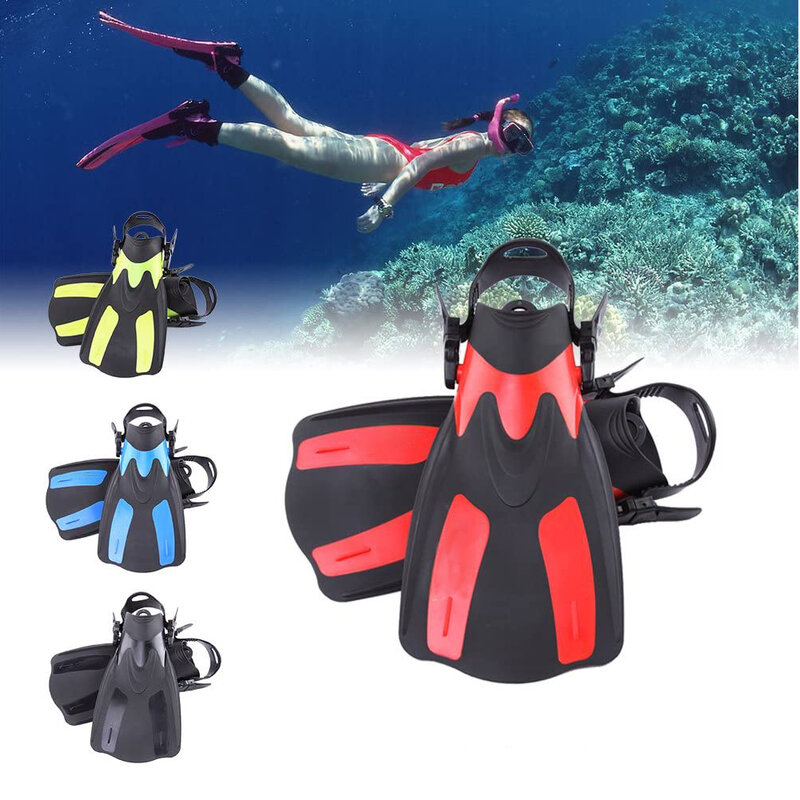 Adjustable Swimming Fins Adult Snorkel Foot Flippers Diving Fins Beginner Water Sports Equipment Portable Diving Flippers Child