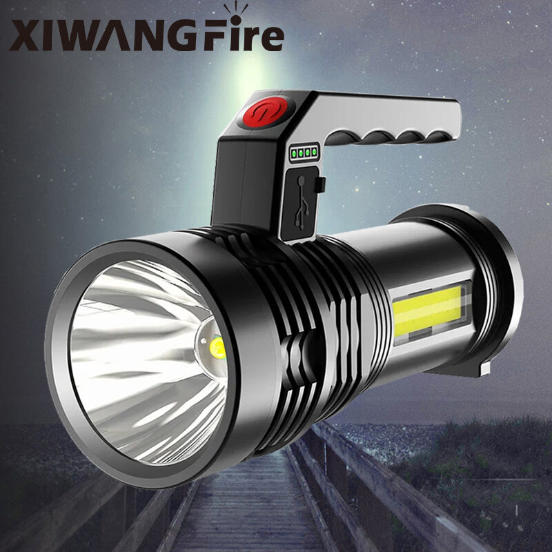Strong light portable handheld  USB rechargeable super bright COB side light floodlight outdoor searchlight household