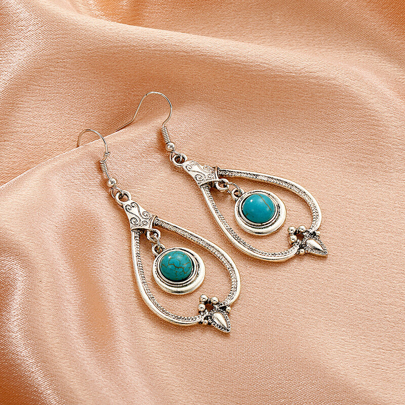 ZLALHAJA – boucles d'oreilles Vintage, pendentif, Dangle, goutte, pierre bleue, Boho, pour femmes, Piercing, tendance, bijoux, 2022