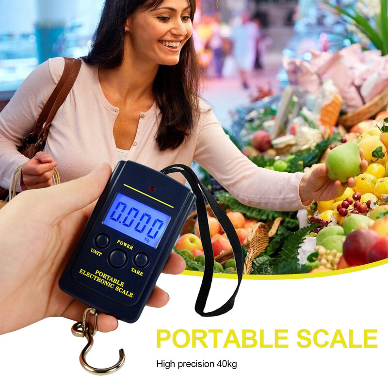 1pc multifuncional mini 40kg/10g eletrônico pendurado pesca bagagem balança portátil digital handy bolso peso gancho escala