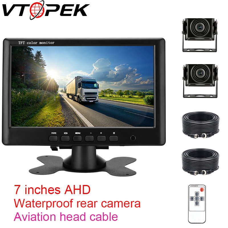 Vtopek-cámara de visión nocturna AHD de alta definición para camión, videocámara de respaldo de aviación, Monitor de marcha atrás para vehículo de 7 pulgadas, para autobús y coche