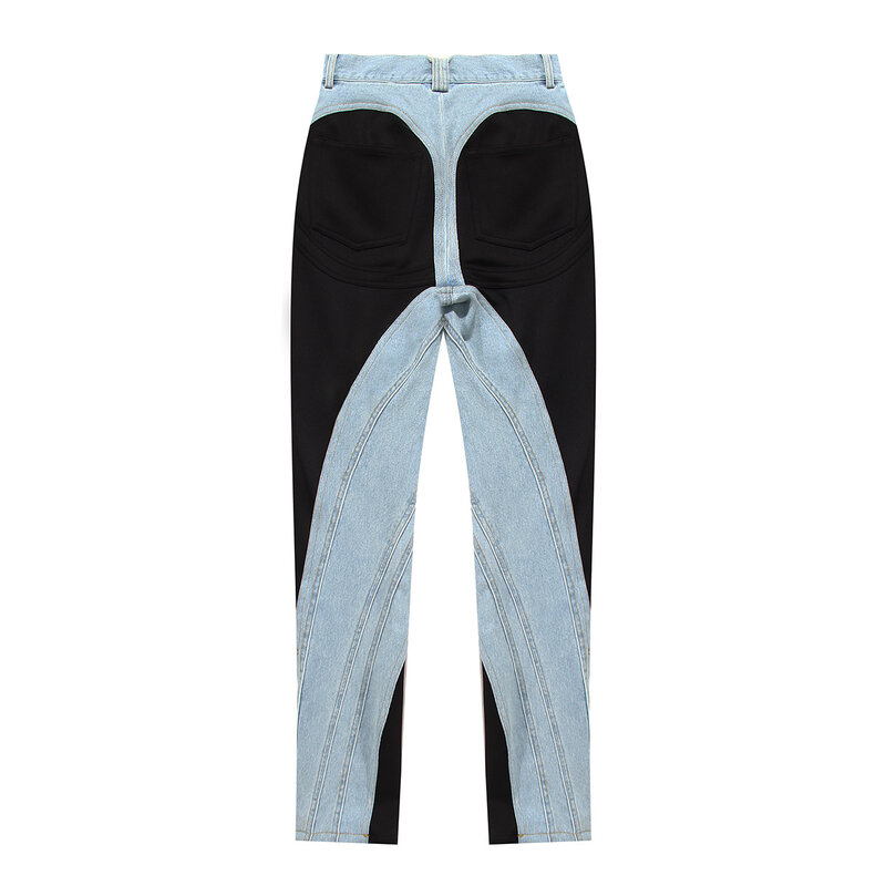 Pantalones vaqueros elásticos para mujer, Jeans lavados de Color claro con costura de contraste de personalidad, novedad de primavera 2023