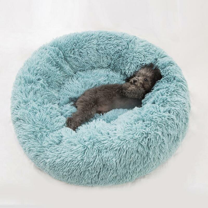 Теплые флисовые собака круглая кровать для домашних животных Подушка для шезлонга для маленьких, средних и больших собак кошек зимние соба...