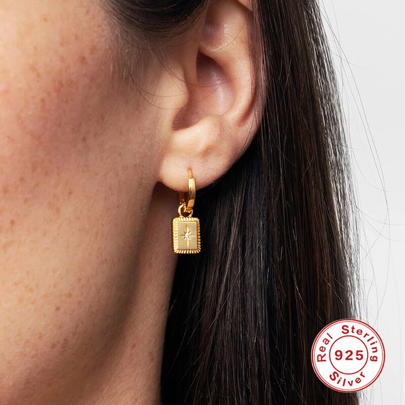 CANNER – boucles d'oreilles en argent Sterling 925 plaqué or cristal à cinq branches pour femmes, accessoires de bijoux de mariage simples