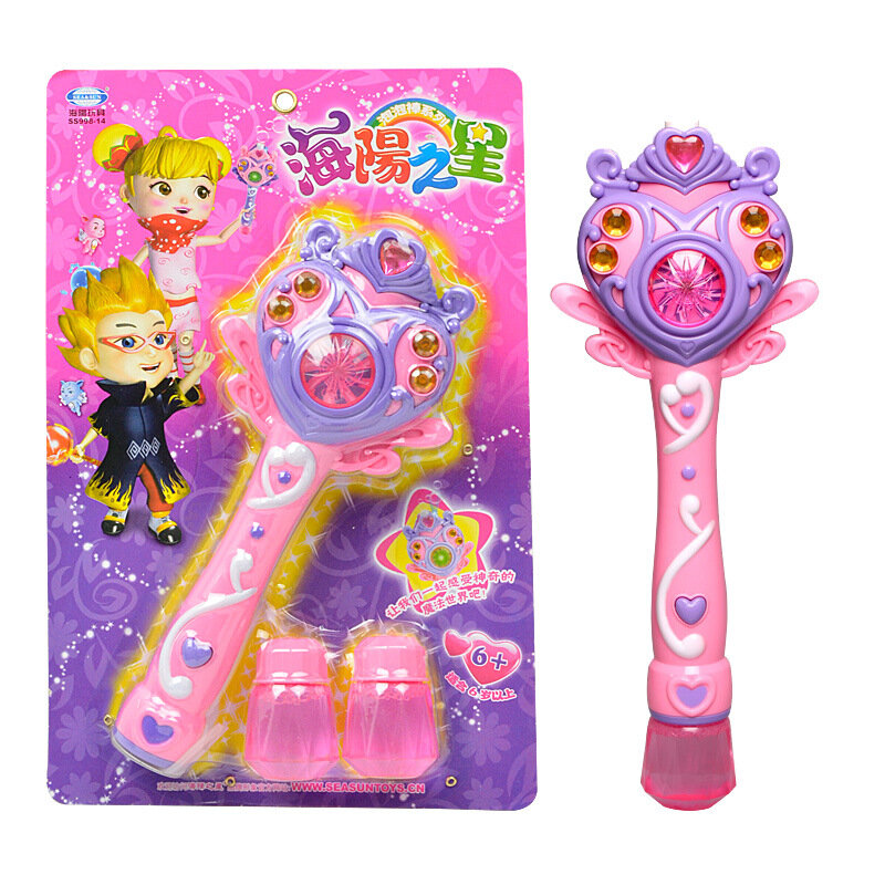 [Funny] księżniczka w pełni automatyczna elektroniczna maszyna do baniek mydlanych magiczna różdżka muzyka i lekka bańka pistolet-zabawka dla dzieci party kids gift