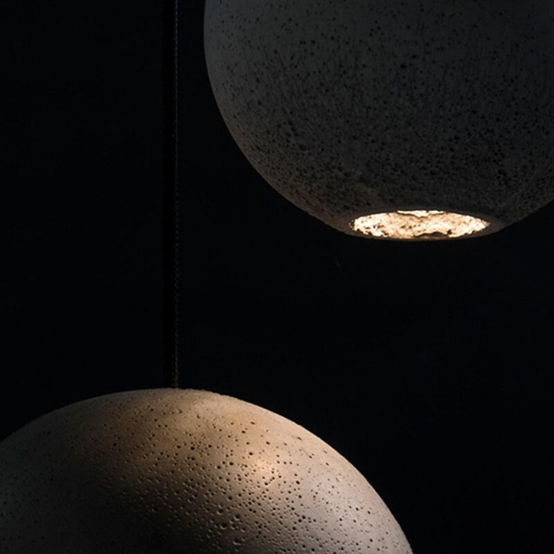 غلوب الاسمنت الكرة شكل مقهى بار مطعم السرير قلادة led أضواء الصناعية مستديرة القمر نوع معلقة ضوء مصباح الخرسانة