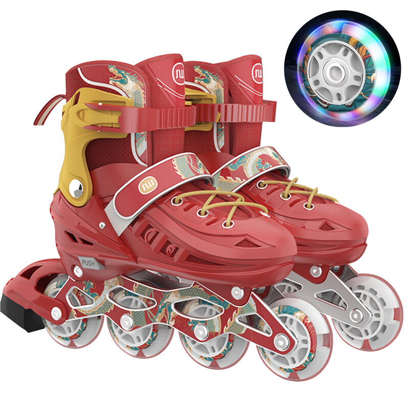 4 Wheels Adjustable Inline Roller Blade Skate Shoes For Girls Boy Sneakers Hockey
