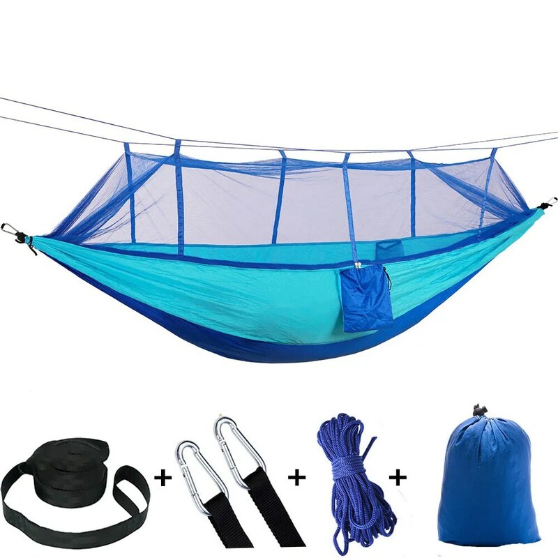 Hamaca portátil con mosquitera para acampar, 260x140cm, para exteriores, senderismo, playa, turística, plegable